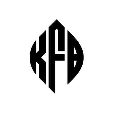 Çember ve elips şekilli KFB daire harf logosu tasarımı. Tipografik biçimli KFB elips harfleri. Üç baş harf daire şeklinde bir logo oluşturuyor. KFB Çember Amblemi Soyut Monogram Harf İşaretleyici Vektörü.