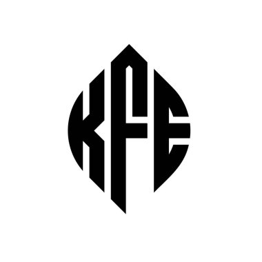 Çember ve elips şekilli KFE daire harf logosu tasarımı. KFE elips harfleri tipografik tarzda. Üç baş harf daire şeklinde bir logo oluşturuyor. KFE Çemberi Amblemi Soyut Monogram Harf İşaretleme Vektörü.