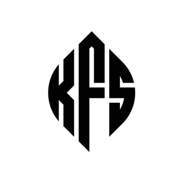 Çember ve elips şekilli KFS daire harf logosu tasarımı. Tipografik biçimli KFS elips harfleri. Üç baş harf daire şeklinde bir logo oluşturuyor. KFS Çember Amblemi Soyut Monogram Harf İşaretleyici Vektörü.