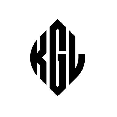 Çember ve elips şekilli KGL daire harf logosu tasarımı. Tipografik biçimli KGL elips harfleri. Üç baş harf daire şeklinde bir logo oluşturuyor. KGL Çember Amblemi Soyut Monogram Harf İşaretleyici Vektörü.