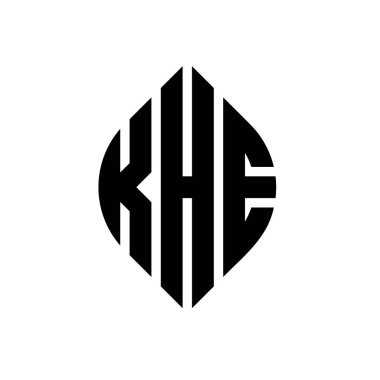 Çember ve elips şekilli KHE daire harf logosu tasarımı. KHE elips harfleri tipografik tarzda. Üç baş harf daire şeklinde bir logo oluşturuyor. KHE Çember Amblemi Soyut Monogram Harf İşaretleme Vektörü.