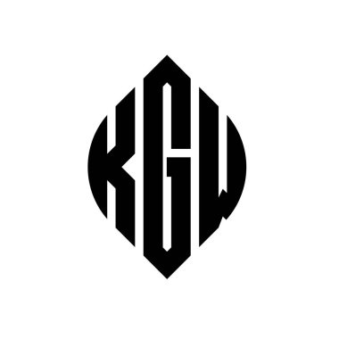 Çember ve elips şekilli KGW daire harf logosu tasarımı. Tipografik biçimli KGW elips harfleri. Üç baş harf daire şeklinde bir logo oluşturuyor. KGW Çember Amblemi Soyut Monogram Harf İşaretleyici Vektörü.