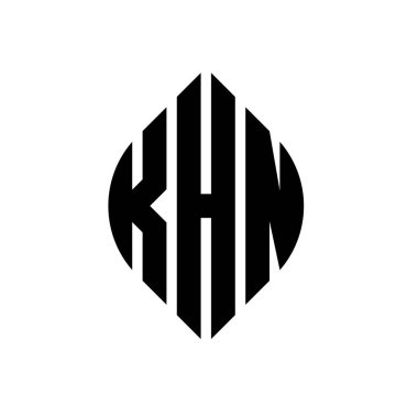 Çember ve elips şekilli KHN daire harf logosu tasarımı. Tipografik biçimli KHN elips harfleri. Üç baş harf daire şeklinde bir logo oluşturuyor. KHN Çember Amblemi Soyut Monogram Harf İşaretleyici Vektörü.