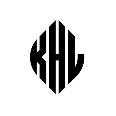 Çember ve elips şekilli KHL daire harf logosu tasarımı. Tipografik biçimli KHL elips harfleri. Üç baş harf daire şeklinde bir logo oluşturuyor. KHL Çember Amblemi Soyut Monogram Harf İşaretleyici Vektörü.
