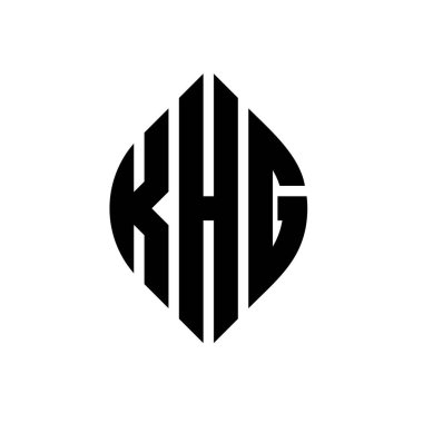 Çember ve elips şekilli KHG daire harf logosu tasarımı. Tipografik biçimli KHG elips harfleri. Üç baş harf daire şeklinde bir logo oluşturuyor. KHG Çember Amblemi Soyut Monogram Harf İşaretleyici Vektörü.