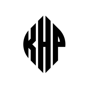 Çember ve elips şekilli KHP daire harf logosu tasarımı. Tipografik biçimli KHP elips harfleri. Üç baş harf daire şeklinde bir logo oluşturuyor. KHP Çember Amblemi Soyut Monogram Harf İşaretleyici Vektörü.