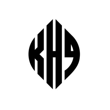 Çember ve elips şekilli KHQ daire harf logosu tasarımı. Tipografik biçimli KHQ elips harfleri. Üç baş harf daire şeklinde bir logo oluşturuyor. KHQ Çember Amblemi Soyut Monogram Harf İşaretleyici Vektörü.