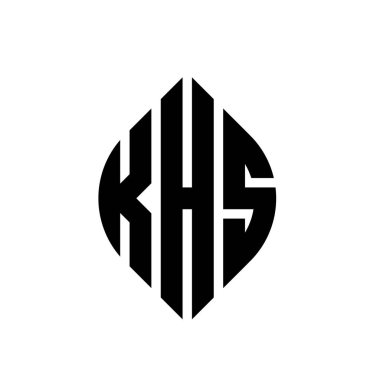 Çember ve elips şekilli KHS daire harf logosu tasarımı. Tipografik biçimli KHS elips harfleri. Üç baş harf daire şeklinde bir logo oluşturuyor. KHS Çember Amblemi Soyut Monogram Harf İşaretleyici Vektörü.