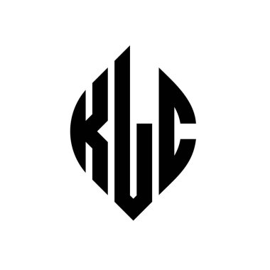 Çember ve elips şekilli KLC daire harf logosu tasarımı. Tipografik biçimli KLC elips harfleri. Üç baş harf daire şeklinde bir logo oluşturuyor. KLC Çember Amblemi Soyut Monogram Harf İşaretleyici Vektörü.