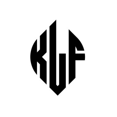 Çember ve elips şekilli KLF daire harf logosu tasarımı. Tipografik biçimli KLF elips harfleri. Üç baş harf daire şeklinde bir logo oluşturuyor. KLF Çember Amblemi Soyut Monogram Harf İşaretleyici Vektörü.