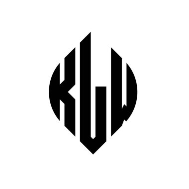 Çember ve elips şekilli KLW daire harf logosu tasarımı. Tipografik biçimli KLW elips harfleri. Üç baş harf daire şeklinde bir logo oluşturuyor. KLW Çember Amblemi Soyut Monogram Harf İşaretleyici Vektörü.