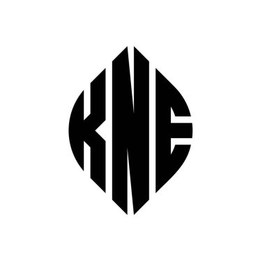 Çember ve elips şekilli KNE daire harf logosu tasarımı. KNE elips harfleri tipografik tarzda. Üç baş harf daire şeklinde bir logo oluşturuyor. KNE Çemberi Amblemi Soyut Monogram Harf İşaretleme Vektörü.