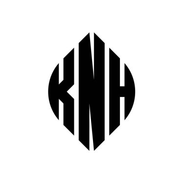 Çember ve elips şekilli KNH daire harf logosu tasarımı. Tipografik biçimli KNH elips harfleri. Üç baş harf daire şeklinde bir logo oluşturuyor. KNH Çember Amblemi Soyut Monogram Harf İşaretleyici Vektörü.