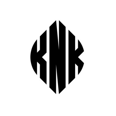 Çember ve elips şekilli KNK daire harf logosu tasarımı. Tipografik biçimli KNK elips harfleri. Üç baş harf daire şeklinde bir logo oluşturuyor. KNK Çember Amblemi Soyut Monogram Harf İşaretleyici Vektörü.