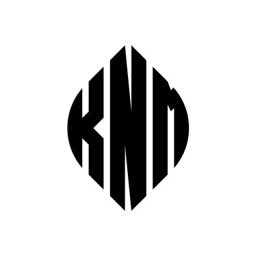 Çember ve elips şekilli KNM daire harf logosu tasarımı. Tipografik biçimli KNM elips harfleri. Üç baş harf daire şeklinde bir logo oluşturuyor. KNM Çember Amblemi Soyut Monogram Harf İşaretleyici Vektörü.