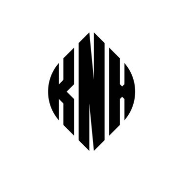Çember ve elips şekilli KNX daire harf logosu tasarımı. Tipografik biçimli KNX elips harfleri. Üç baş harf daire şeklinde bir logo oluşturuyor. KNX Çember Amblemi Soyut Monogram Harf İşaretleyici Vektörü.