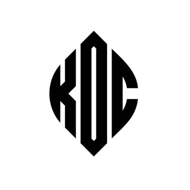 Çember ve elips şekilli KOC daire harf logosu tasarımı. Tipografik biçimli KOC elips harfleri. Üç baş harf daire şeklinde bir logo oluşturuyor. KOC Çember Amblemi Soyut Monogram Harf İşaretleyici Vektörü.