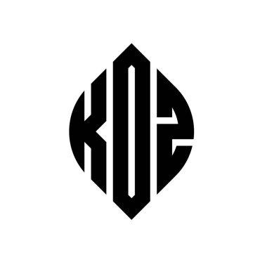 Çember ve elips şekilli KOZ daire harf logosu tasarımı. Tipografik biçimli KOZ elips harfleri. Üç baş harf daire şeklinde bir logo oluşturuyor. KOZ Çember Amblemi Soyut Monogram Harf İşaretleyici Vektörü.