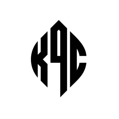Çember ve elips şekilli KQC daire harf logosu tasarımı. Tipografik biçimli KQC elips harfleri. Üç baş harf daire şeklinde bir logo oluşturuyor. KQC Çember Amblemi Soyut Monogram Harf İşaretleyici Vektörü.