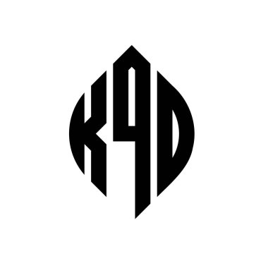 Çember ve elips şekilli KQD daire harf logosu tasarımı. Tipografik biçimli KQD elips harfleri. Üç baş harf daire şeklinde bir logo oluşturuyor. KQD Çember Amblemi Soyut Monogram Harf İşaretleyici Vektörü.
