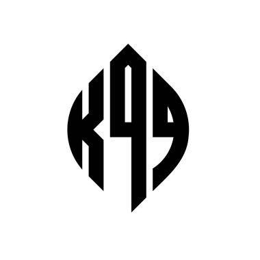 Çember ve elips şekilli KQQ daire harf logosu tasarımı. Tipografik biçimli KQQ elips harfleri. Üç baş harf daire şeklinde bir logo oluşturuyor. KQQ Çember Amblemi Soyut Monogram Harf İşaretleyici Vektörü.