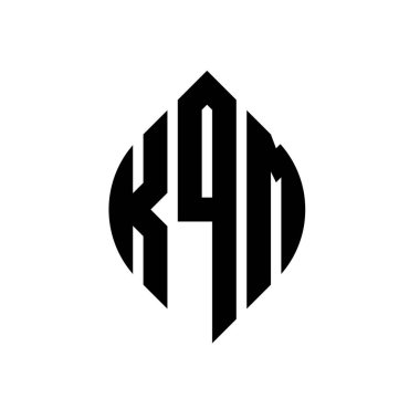 Çember ve elips şekilli KQM daire harf logosu tasarımı. Tipografik biçimli KQM elips harfleri. Üç baş harf daire şeklinde bir logo oluşturuyor. KQM Çember Amblemi Soyut Monogram Harf İşaretleyici Vektörü.