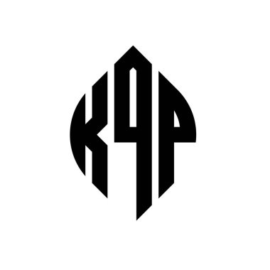 Çember ve elips şekilli KQP daire harf logosu tasarımı. Tipografik biçimli KQP elips harfleri. Üç baş harf daire şeklinde bir logo oluşturuyor. KQP Çember Amblemi Soyut Monogram Harf İşaretleyici Vektörü.