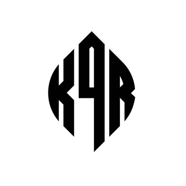 Çember ve elips şekilli KQR daire harf logosu tasarımı. Tipografik biçimli KQR elips harfleri. Üç baş harf daire şeklinde bir logo oluşturuyor. KQR Çember Amblemi Soyut Monogram Harf İşaretleyici Vektörü.