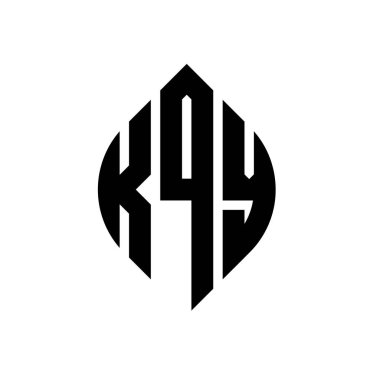Çember ve elips şekilli KQY daire harf logosu tasarımı. Tipografik biçimli KQY elips harfleri. Üç baş harf daire şeklinde bir logo oluşturuyor. KQY Çember Amblemi Soyut Monogram Harf İşaretleyici Vektörü.