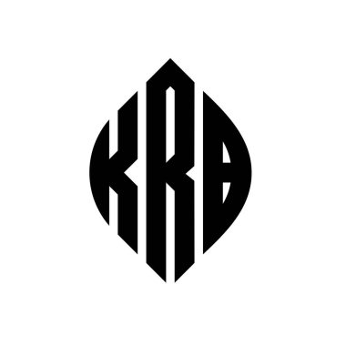 Çember ve elips şekilli KRB daire harf logosu tasarımı. Tipografik biçimli KRB elips harfleri. Üç baş harf daire şeklinde bir logo oluşturuyor. KRB Çember Amblemi Soyut Monogram Harf İşaretleyici Vektörü.