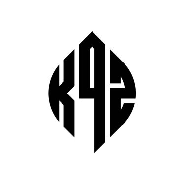 Çember ve elips şekilli KQZ daire harf logosu tasarımı. Tipografik biçimli KQZ elips harfleri. Üç baş harf daire şeklinde bir logo oluşturuyor. KQZ Çember Amblemi Soyut Monogram Harf İşaretleyici Vektörü.