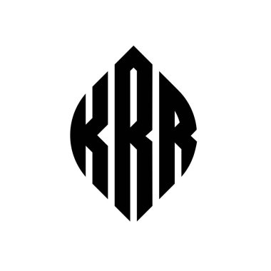 Çember ve elips şekilli KRR daire harf logosu tasarımı. Tipografik biçimli KRR elips harfleri. Üç baş harf daire şeklinde bir logo oluşturuyor. KRR Çemberi Amblemi Soyut Monogram Harfi Mark Vector.KRR daire harfli logo tasarımı daire ve ellip