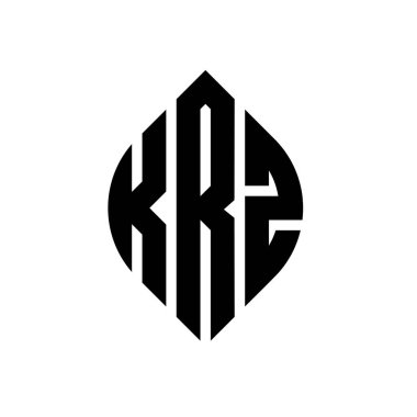 Çember ve elips şekilli KRZ daire harf logosu tasarımı. Tipografik biçimli KRZ elips harfleri. Üç baş harf daire şeklinde bir logo oluşturuyor. KRZ Çember Amblemi Soyut Monogram Harf İşaretleyici Vektörü.