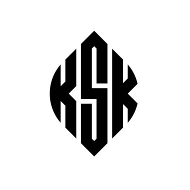 Çember ve elips şekilli KSK daire harf logosu tasarımı. Tipografik biçimli KSK elips harfleri. Üç baş harf daire şeklinde bir logo oluşturuyor. KSK Çember Amblemi Soyut Monogram Harf İşaretleyici Vektörü.