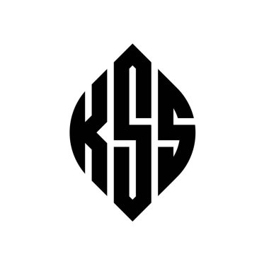 Çember ve elips şekilli KSS daire harf logosu tasarımı. Tipografik biçimli KSS elips harfleri. Üç baş harf daire şeklinde bir logo oluşturuyor. KSS Çemberi Amblemi Soyut Monogram Harf İşaretleme Vektörü.