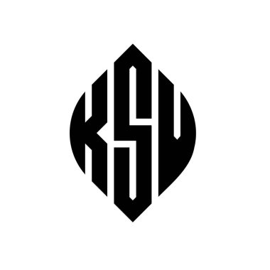 Çember ve elips şekilli KSV daire harf logosu tasarımı. Tipografik biçimli KSV elips harfleri. Üç baş harf daire şeklinde bir logo oluşturuyor. KSV Çember Amblemi Soyut Monogram Harf İşaretleyici Vektörü.
