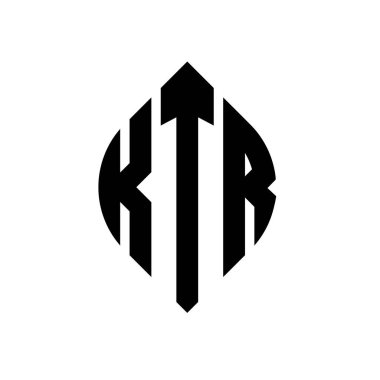 Çember ve elips şekilli KTR daire harf logosu tasarımı. Tipografik biçimli KTR elips harfleri. Üç baş harf daire şeklinde bir logo oluşturuyor. KTR Çember Amblemi Soyut Monogram Harf İşaretleyici Vektörü.