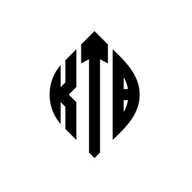 Çember ve elips şekilli KTB daire harf logosu tasarımı. Tipografik biçimli KTB elips harfleri. Üç baş harf daire şeklinde bir logo oluşturuyor. KTB Çember Amblemi Soyut Monogram Harf İşaretleyici Vektörü.