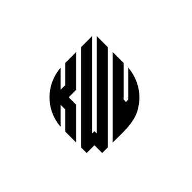 Çember ve elips şekilli KWV daire harf logosu tasarımı. Tipografik biçimli KWV elips harfleri. Üç baş harf daire şeklinde bir logo oluşturuyor. KWV Çember Amblemi Soyut Monogram Harf İşaretleyici Vektörü.