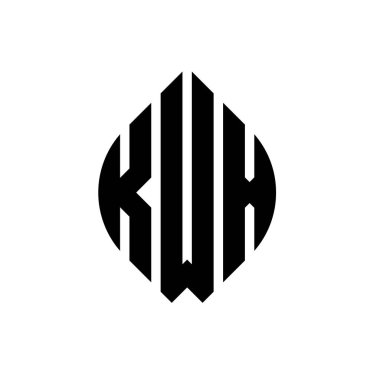 Çember ve elips şekilli KWX daire harf logosu tasarımı. Tipografik biçimli KWX elips harfleri. Üç baş harf daire şeklinde bir logo oluşturuyor. KWX Çember Amblemi Soyut Monogram Harf İşaretleyici Vektörü.