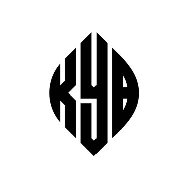 Çember ve elips şekilli KYB daire harf logosu tasarımı. Tipografik biçimli KYB elips harfleri. Üç baş harf daire şeklinde bir logo oluşturuyor. KYB Çember Amblemi Soyut Monogram Harf İşaretleyici Vektörü.