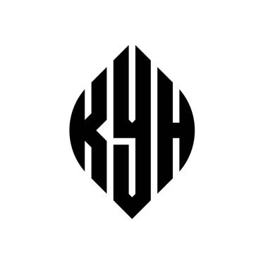 Çember ve elips şekilli KYH daire harf logosu tasarımı. Tipografik biçimli KYH elips harfleri. Üç baş harf daire şeklinde bir logo oluşturuyor. KYH Çember Amblemi Soyut Monogram Harf İşaretleme Vektörü.