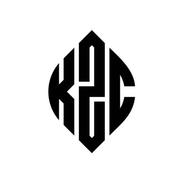 Çember ve elips şekilli KZC daire harf logosu tasarımı. Tipografik biçimli KZC elips harfleri. Üç baş harf daire şeklinde bir logo oluşturuyor. KZC Çember Amblemi Soyut Monogram Harf İşaretleyici Vektörü.