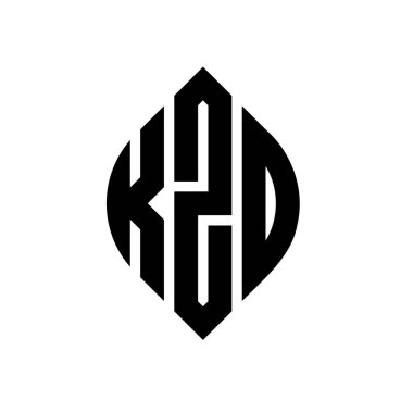 Çember ve elips şekilli KZD daire harf logosu tasarımı. Tipografik biçimli KZD elips harfleri. Üç baş harf daire şeklinde bir logo oluşturuyor. KZD Çember Amblemi Soyut Monogram Harf İşaretleyici Vektörü.