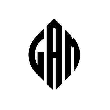 Dairesel ve elips şekilli LAM daire harf logosu tasarımı. Tipografik tarzda LAM elips harfleri. Üç baş harf daire şeklinde bir logo oluşturuyor. LAM Çemberi Amblemi Soyut Monogram Harf İşaretleme Vektörü.
