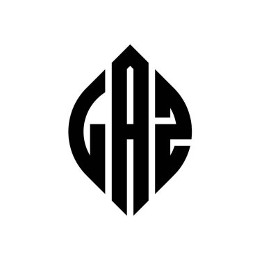 Dairesel ve elips şekilli LAZ daire harf logosu tasarımı. Tipografik tarzda LAZ elips harfleri. Üç baş harf daire şeklinde bir logo oluşturuyor. LAZ Çember Amblemi Soyut Monogram Harf İşaretleme Vektörü.