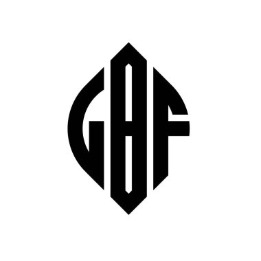 Çember ve elips şekilli LBF daire harf logosu tasarımı. Tipografik biçimli LBF elips harfleri. Üç baş harf daire şeklinde bir logo oluşturuyor. LBF Çember Amblemi Soyut Monogram Harf İşaretleyici Vektörü.