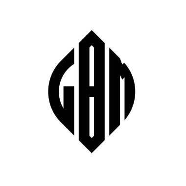 Çember ve elips şekilli LBM daire harf logosu tasarımı. Tipografik biçimli LBM elips harfleri. Üç baş harf daire şeklinde bir logo oluşturuyor. LBM Çember Amblemi Soyut Monogram Harf İşaretleme Vektörü.