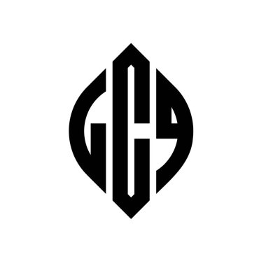 Çember ve elips şekilli LCQ daire harf logosu tasarımı. Tipografik biçimli LCQ elips harfleri. Üç baş harf daire şeklinde bir logo oluşturuyor. LCQ Çemberi Amblemi Soyut Monogram Harf İşaretleyici Vektörü.