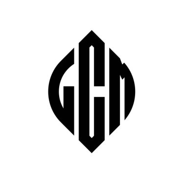 Çember ve elips şekilli LCM daire harf logosu tasarımı. Tipografik biçimli LCM elips harfleri. Üç baş harf daire şeklinde bir logo oluşturuyor. LCM Çember Amblemi Soyut Monogram Harf İşaretleyici Vektörü.
